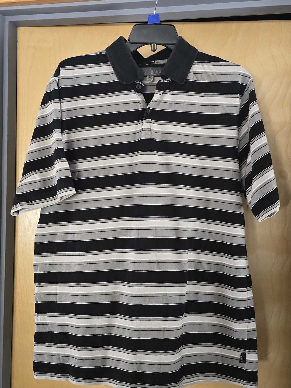 Vans Black and Gray Striped Polo Shirt